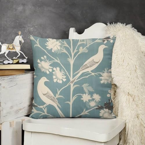 Chenonceau Birds and Botanicals Aquamarine Decorative Throw Pillow