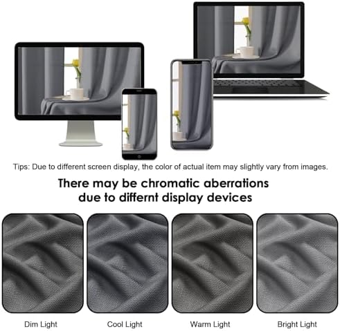 OWENIE Bob Dark Grey Curtains 63 Inch Length 2 Panels Set for Living
