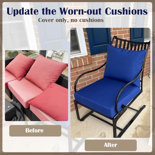 Outdoor Seat Cushion Cover Set of 4, 24 x 24 x 4 Inch, Spice