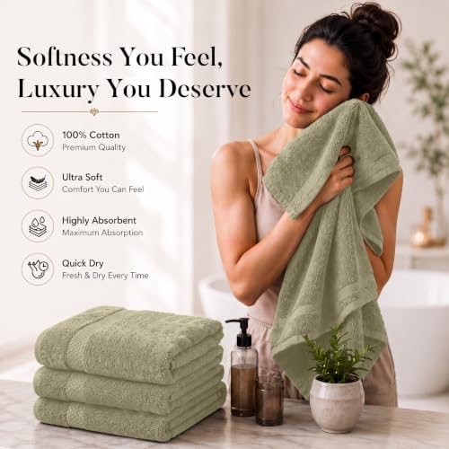 DAN RIVER 600 GSM Cotton Large Bath Towels Set of 4, 27 x 54 Inches