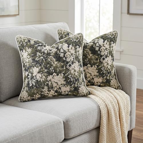 Vintage Floral Throw Pillow Covers 20x20 Inches Set of 2 Boho