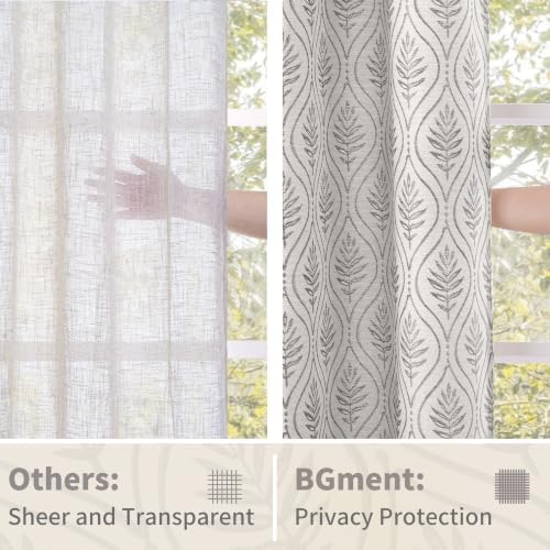 BGment Light Grey Linen Curtains 63 Inches Long for Bedroom - 2 Panels