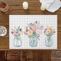 Placemats Set of 8, Farm Watercolor Flower Bottle Washable Table Mats