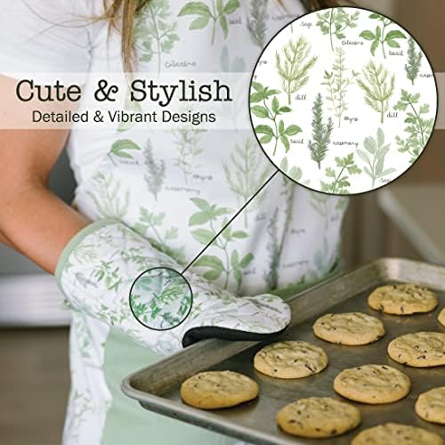Heat Resistant Designer Kitchen Oven Mitts with Neoprene Non-Slip