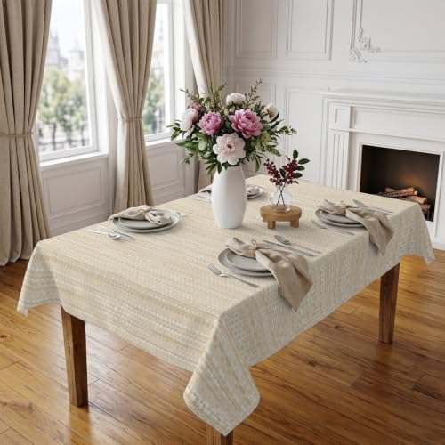 Creamy Ivory Tablecloths 60" x 102”, Country Vintage Minimalist Solid
