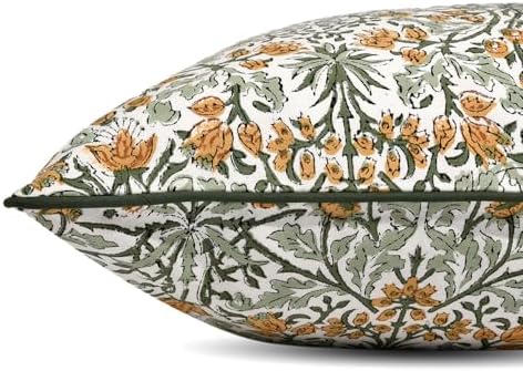 Ridhi Goldenrod Yellow Block Print Cotton Pillow Cover 20x20 Inch Set