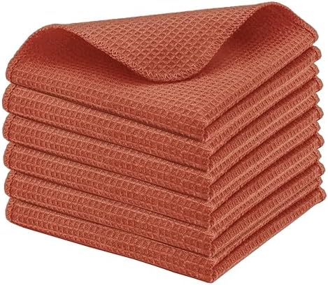 PurpleEssences Solid Kitchen Cloths, Dish Cloth 12x12 Set of 6 - Rust