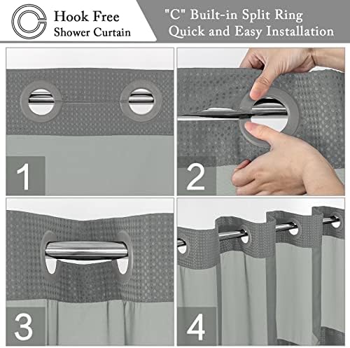 Gibelle No Hook Waffle Weave Shower Curtain with Snap-in Fabric Liner