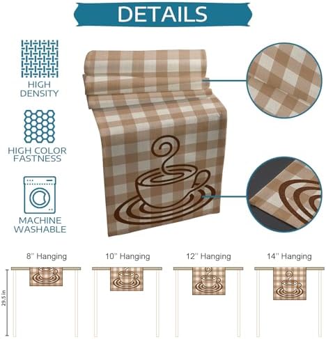 Beige Coffee Table Runner and Placemats for Dining Table,Burlap Coffee