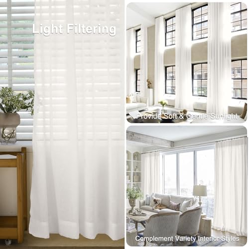 Macochico 120”Wx102”L Sheer Linen Curtains Semi Sheer Window Treatment