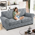 JIVINER 3 Pieces Couch Cover for 2 Extra Large Cushion Couch, Stretch