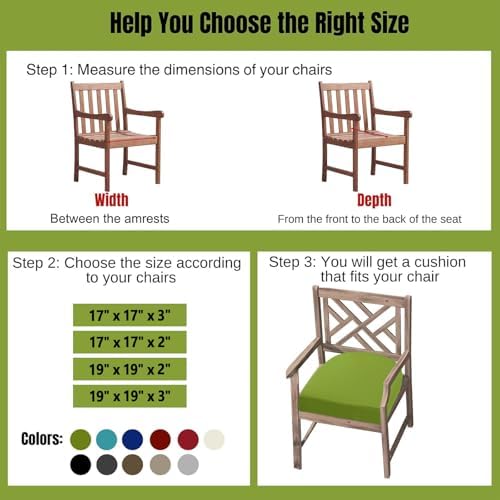 idee-home Outdoor Chair Cushions Set of 4, 17 x 17 Outdoor Seat