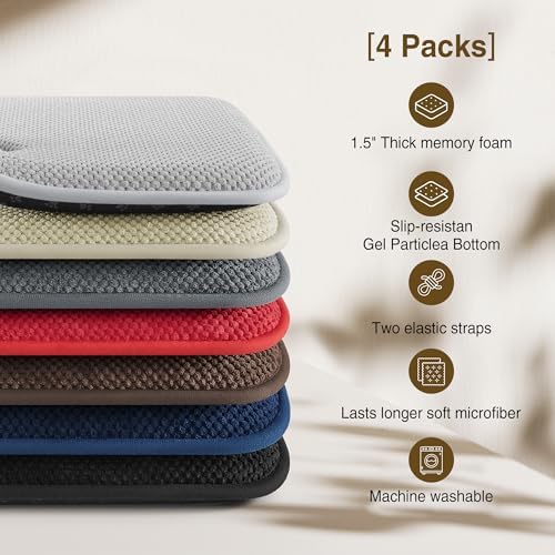 puredown® Chair Cushions for Dining Chairs, Set of 2 Memory Foam Seat