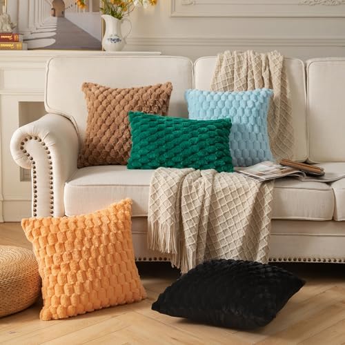 MANDIOO Pack of 2 Black Super Soft Plush Fluffy Decorative Throw