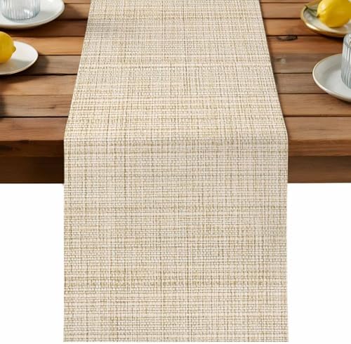 Minimalist Beige Table Runner for Dining Table Modern Rustic Solid