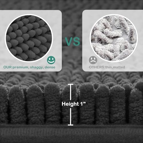 HOMEIDEAS Bathroom Rugs Set 2 Pieces, Ultra Soft Non Slip Absorbent