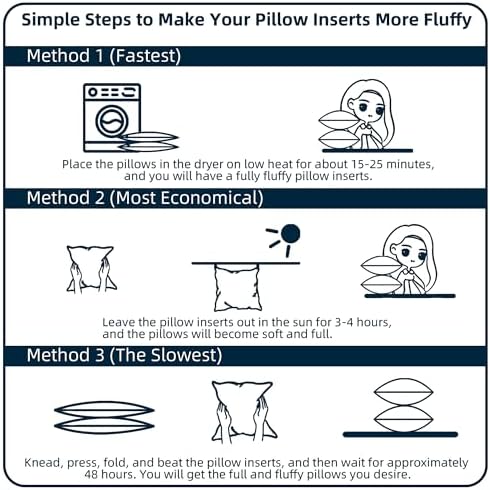 20 x 20 Pillow Inserts Set of 4 Down Alternative Throw Pillow Inserts