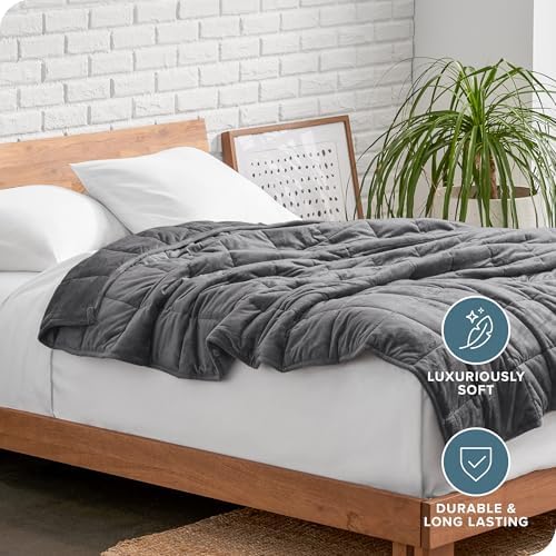 Bare Home Minky Fleece Weighted Blanket (Grey, 40"x60" 10lbs)