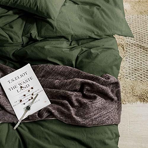 ETDIFFE Dark Olive Green California King Set Duvet Cover, 3pc, 96x104