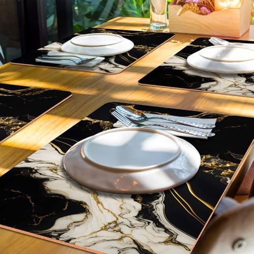 Set of 8 Black Heat Resistant Cork Placemats for Kitchen and Dining