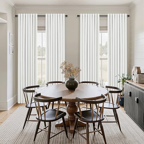 Jowels Ivory Linen Grommet Blackout Curtains 108 Inches Long for