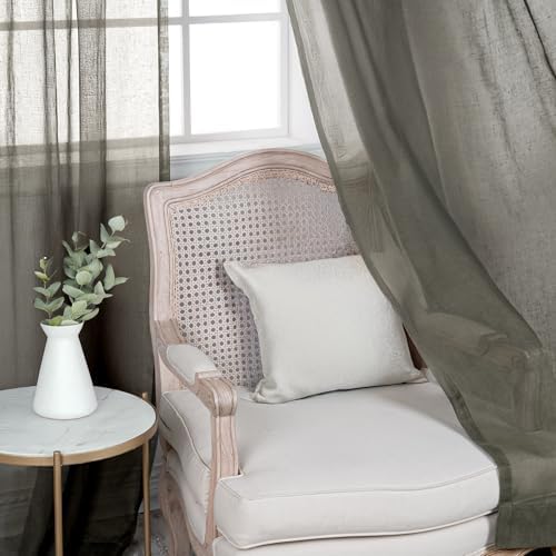 Home Fashion Set of 2 Linen-Textured Curtain Panels – Antique Bronze