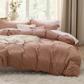 Bedsure Prewashed Duvet Cover King, Cotton-Like Bedding Set, Mocha