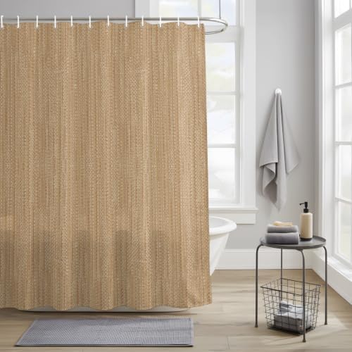 Minimalist Light Brown Shower Curtain with Rustproof Grommets