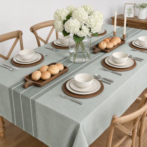Horaldaily Grey Rustic Burlap Tablecloth 60×60 Inch Square