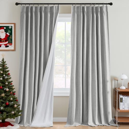H.VERSAILTEX Pinch Pleated Full Blackout Curtains Linen Blended