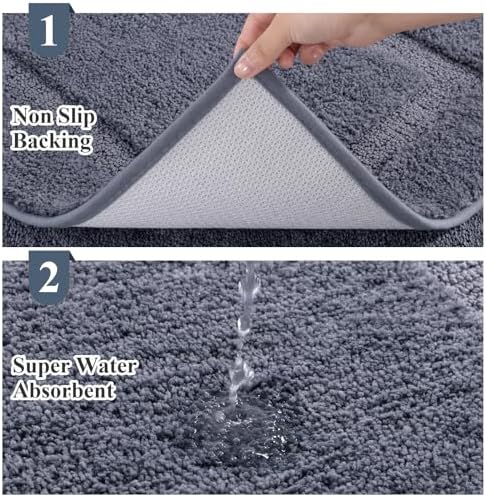 SHACOS Extra Soft Large Long Bathroom Runner Rug 60x24, Dark Grey