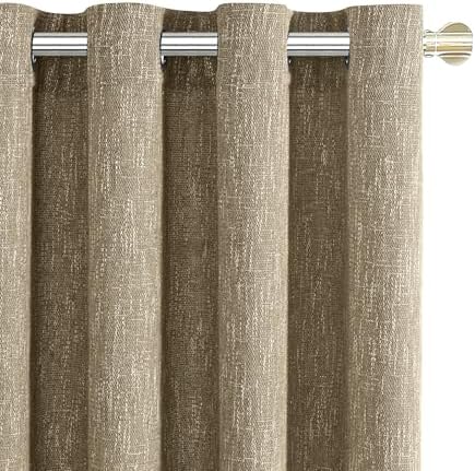 Burlap Linen Farmhouse Curtains 96 inch Length 2 Panels for Living