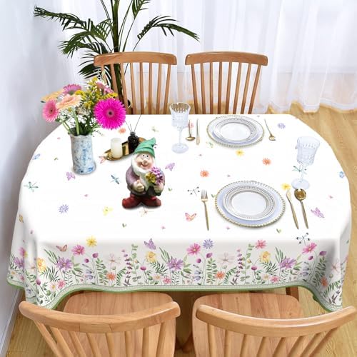 Spring Summer Flower Tablecloth Oval 60x84 Inch, Oval Floral