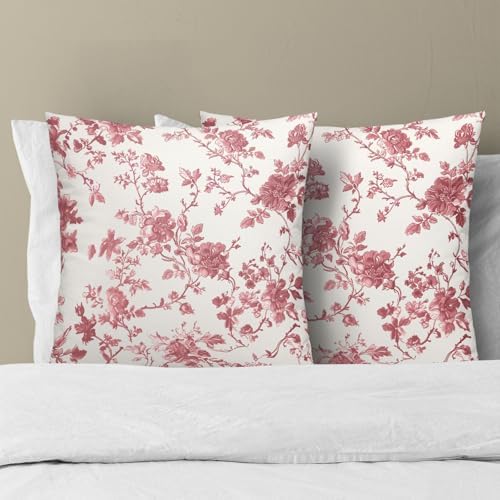 Dusty Rose Floral Pillow Covers 20x20 Inch Modern Neutral Dusty Rose