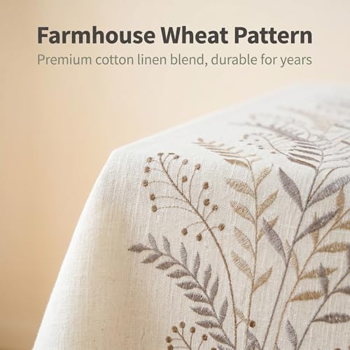 Cotton Linen Blend Tablecloth, 55 x 70 in, Grey Wheat