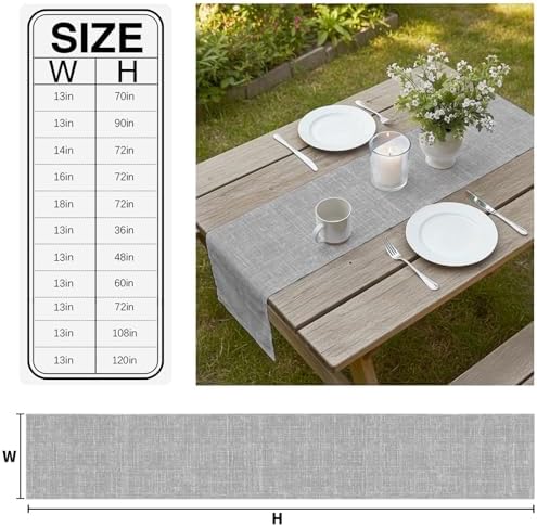 Grey Table Runner 108 Inch Long Dresser Scarves Linen Tablerunners