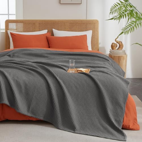 PHF Ultra Soft Waffle Weave Blanket for Bed, King Size, 104"* 90"