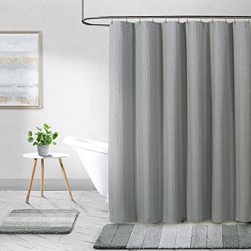 SUN+BLK Bridgeport Waffle Weave Fabric Shower Curtain, 70” W x 72” H