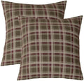 Feelyou Olive Burgundy Tartan Throw Pillow Covers Set of 2 American