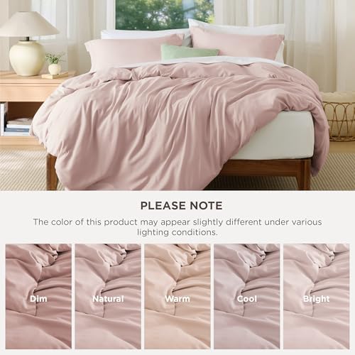 Bedsure Cal King Duvet Cover, Double Brushed Bedding Set, Rose Pink