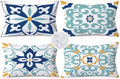 Outdoor Waterproof Throw Pillow Covers 12x20 Set of 4 Floral Boho