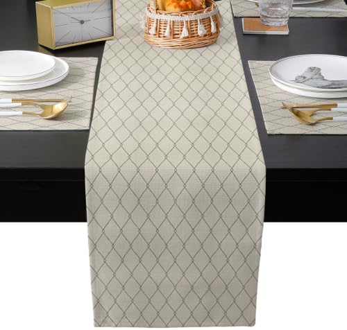 Geometric Table Runner and Placemats Set of 4 Rustic Boho Traditional