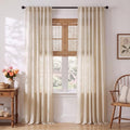 StangH Natural Beige Linen Textured Bedroom Curtains 84 inches, 2