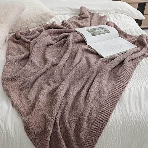 bearberry Knit Throw Blanket 60x80 Khaki Super Soft Plush for Couch