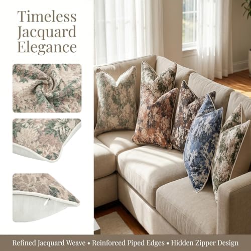 Vintage Floral Throw Pillow Covers 20x20 Inches Set of 2 Boho
