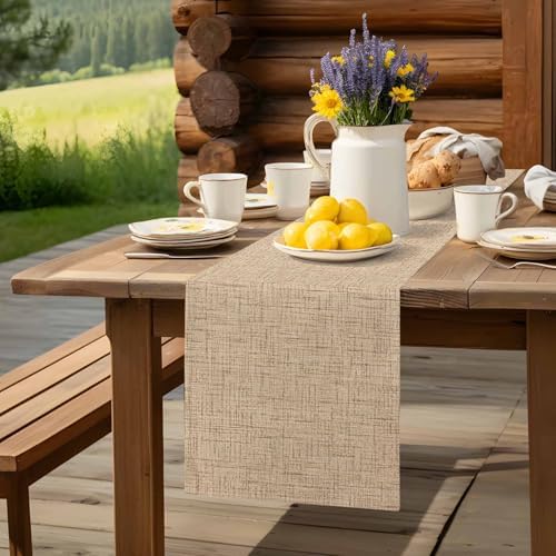 Minimalist Beige Table Runner for Dining Table Rustic Neutral Modern