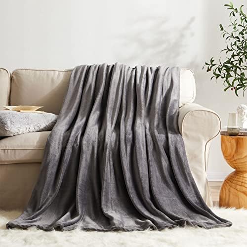 KMUSET Fleece Blanket King Size Dark Grey Lightweight Super Soft Cozy