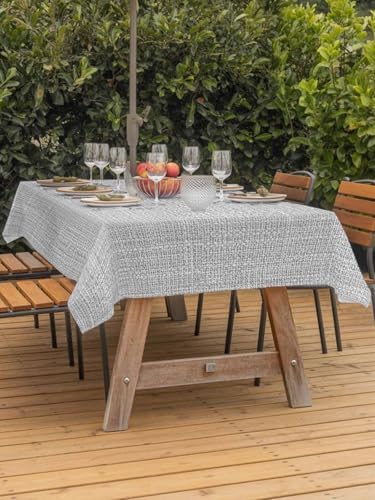 Modern Gray Linen Texture Tablecloth 60x84 Inch,Waterproof Rectangle