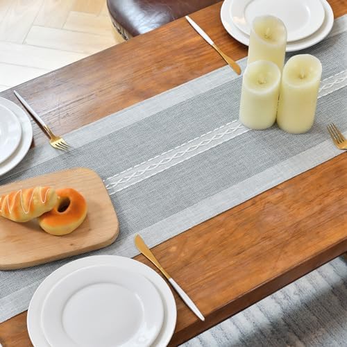 Wracra Embroidered Table Runner Linen Table Runners 36 inches with