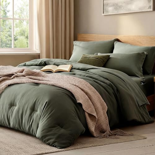 Queen Comforter Set-7 Pieces Soft Prewashed Bed in a Bag Queen Bedding